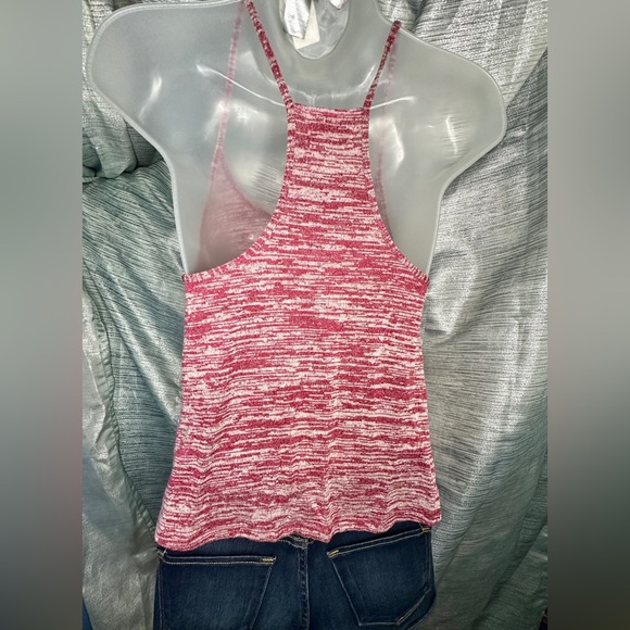 Hollister Knit Racerback Tank Pink / Red Flowy Crop Top Camisole Shirt ~ Medium - Picture 4 of 9